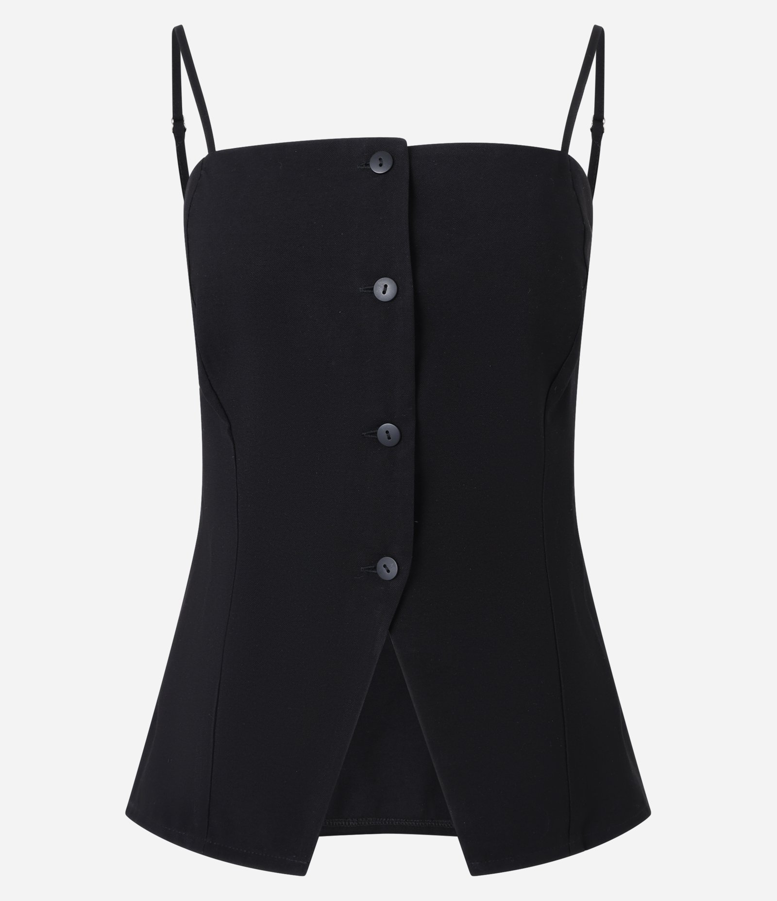 Blusa de Alça em Alfaiataria com Botões Preto 5
