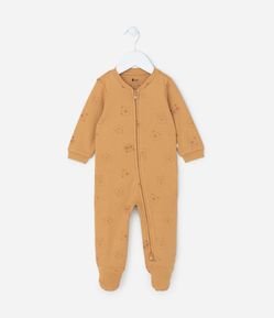 Macacão Infantil em Suedine com Estampa Bichinhos - Tam RN a 24 meses