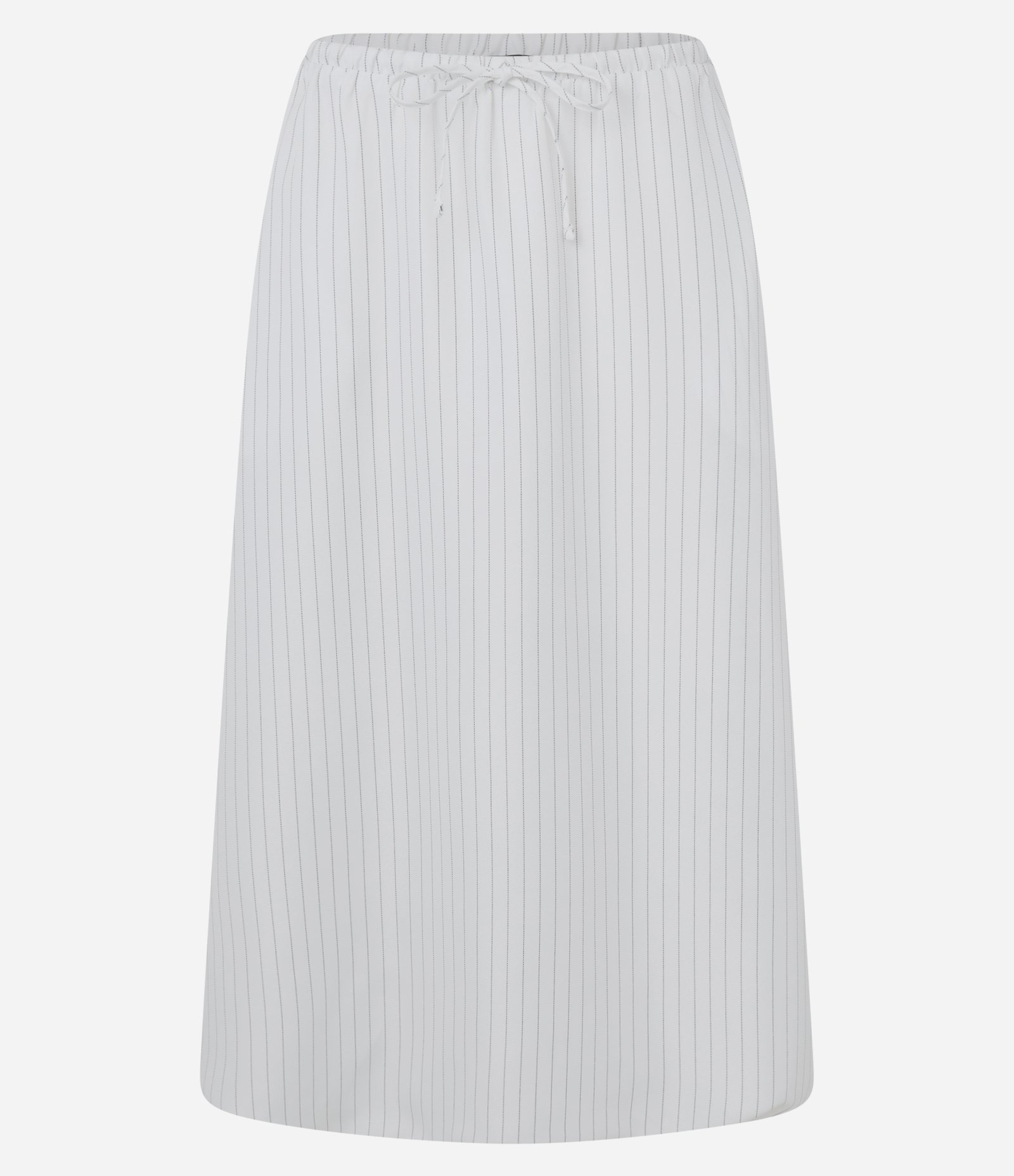 Saia Midi Balonê em Tricoline com Listras em Fio Tinto Branco 6