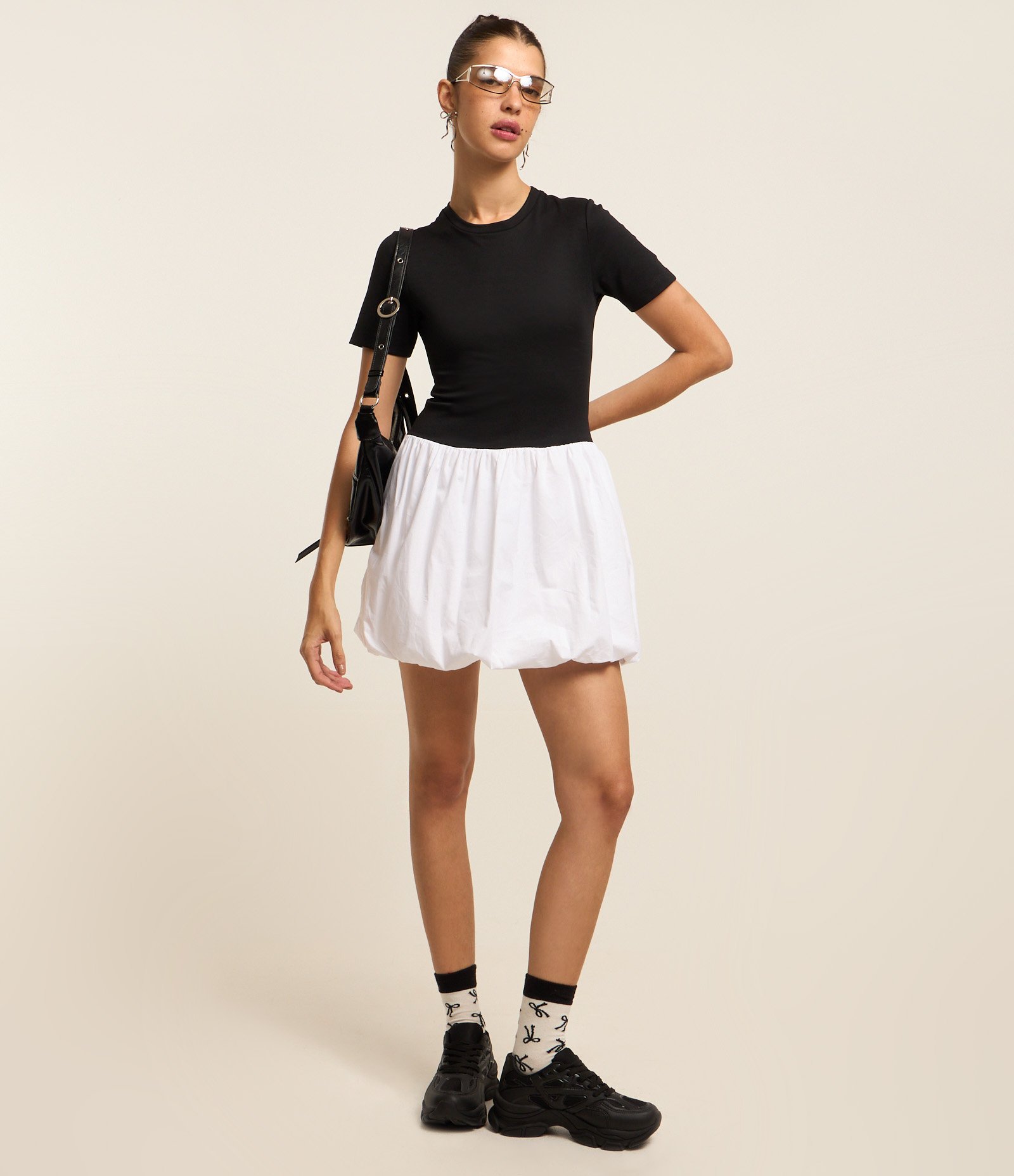 Vestido Balonê com Babado na Saia Preto 2