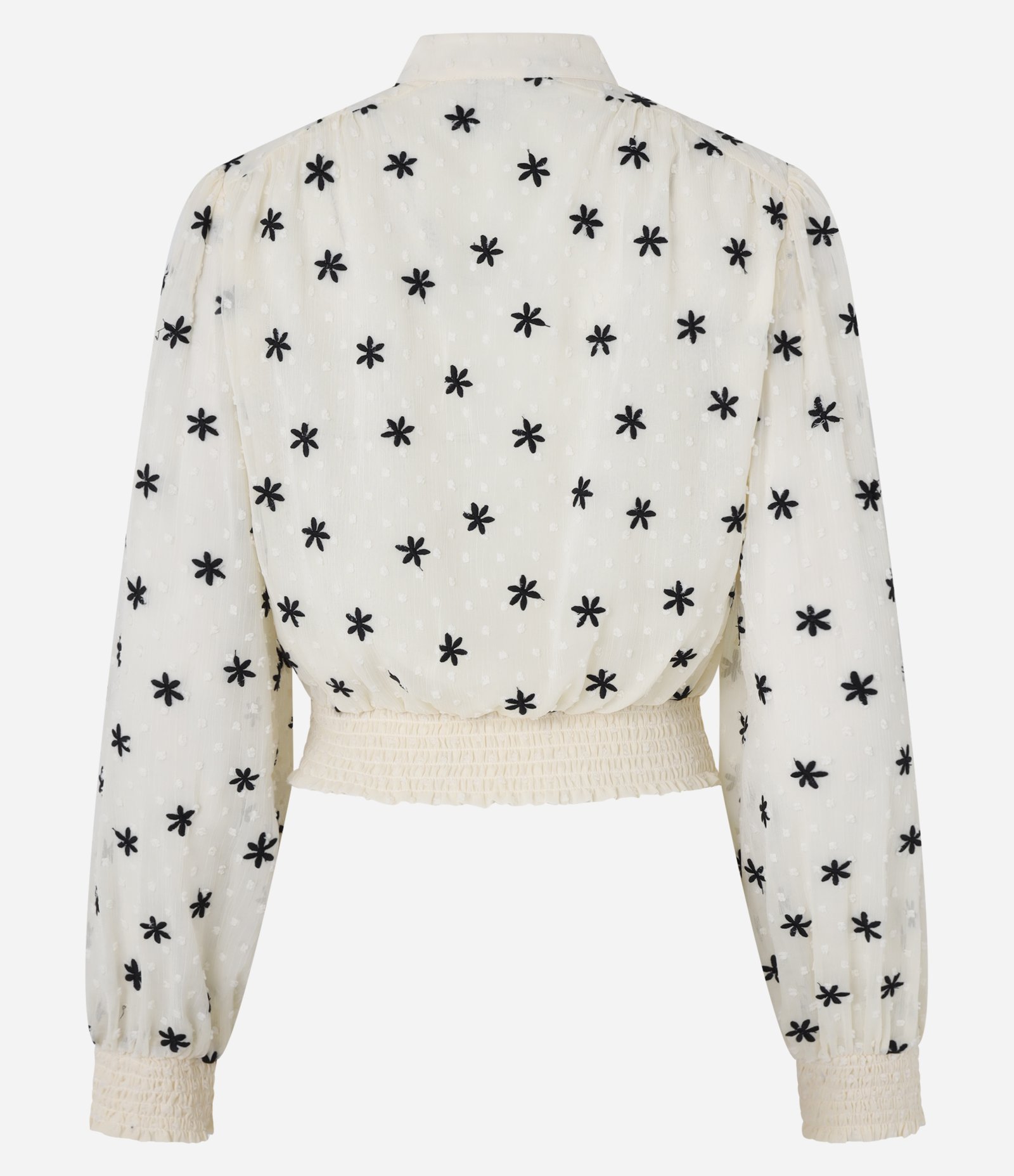 Blusa em Chiffon com Golinha Alta e Bordados de Florzinhas Bege 7