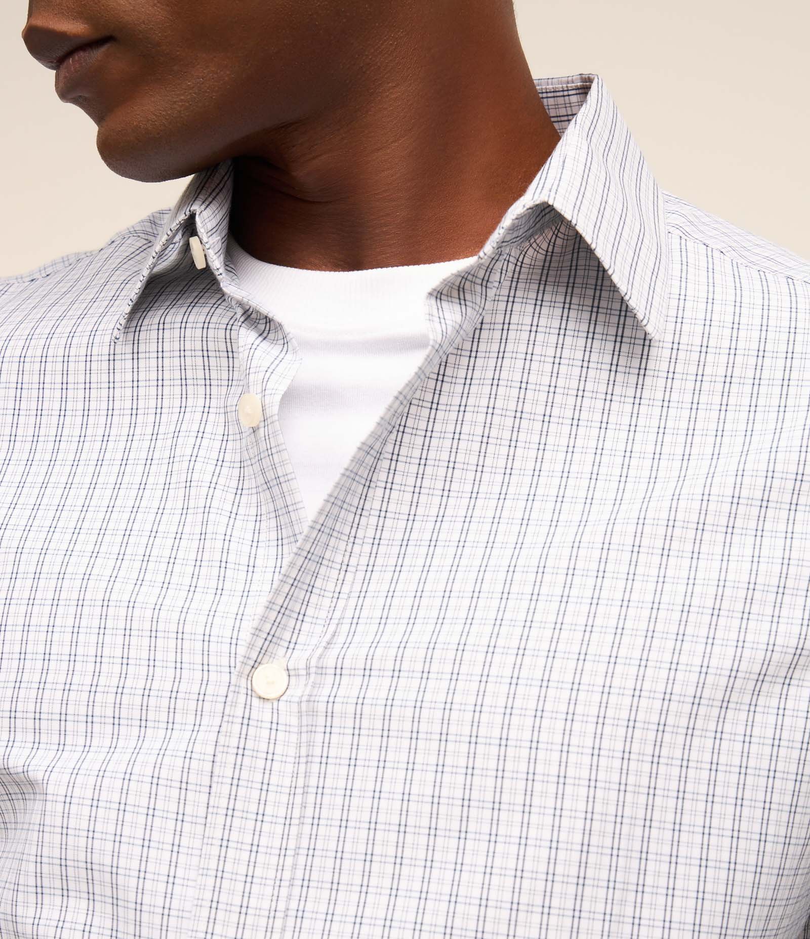 Camisa Regular em Tricoline com Estampa Xadrez Off White 3