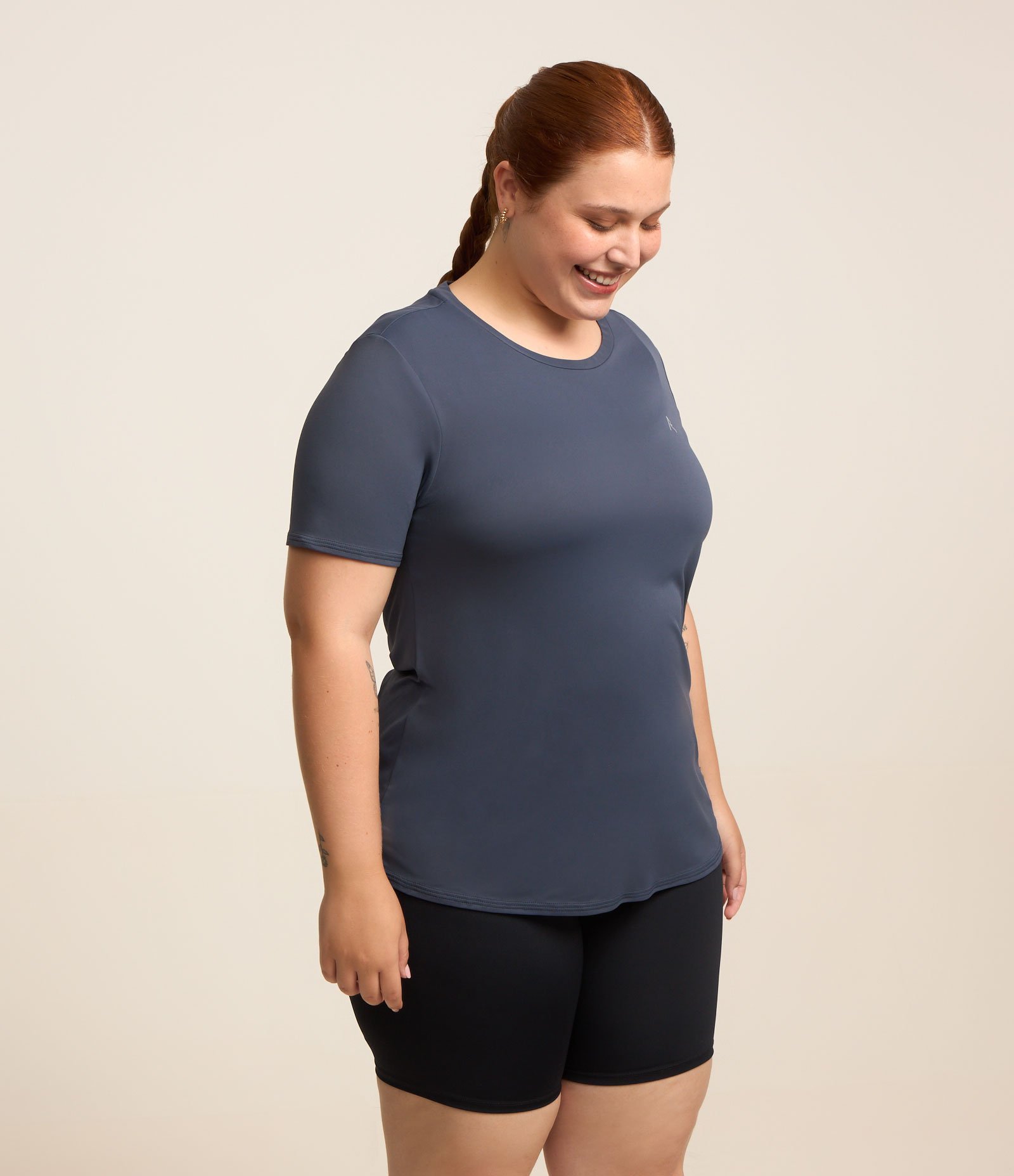 Camiseta Esportiva com Tecnologia Dry Curve & Plus Size Azul Acinzentado 1