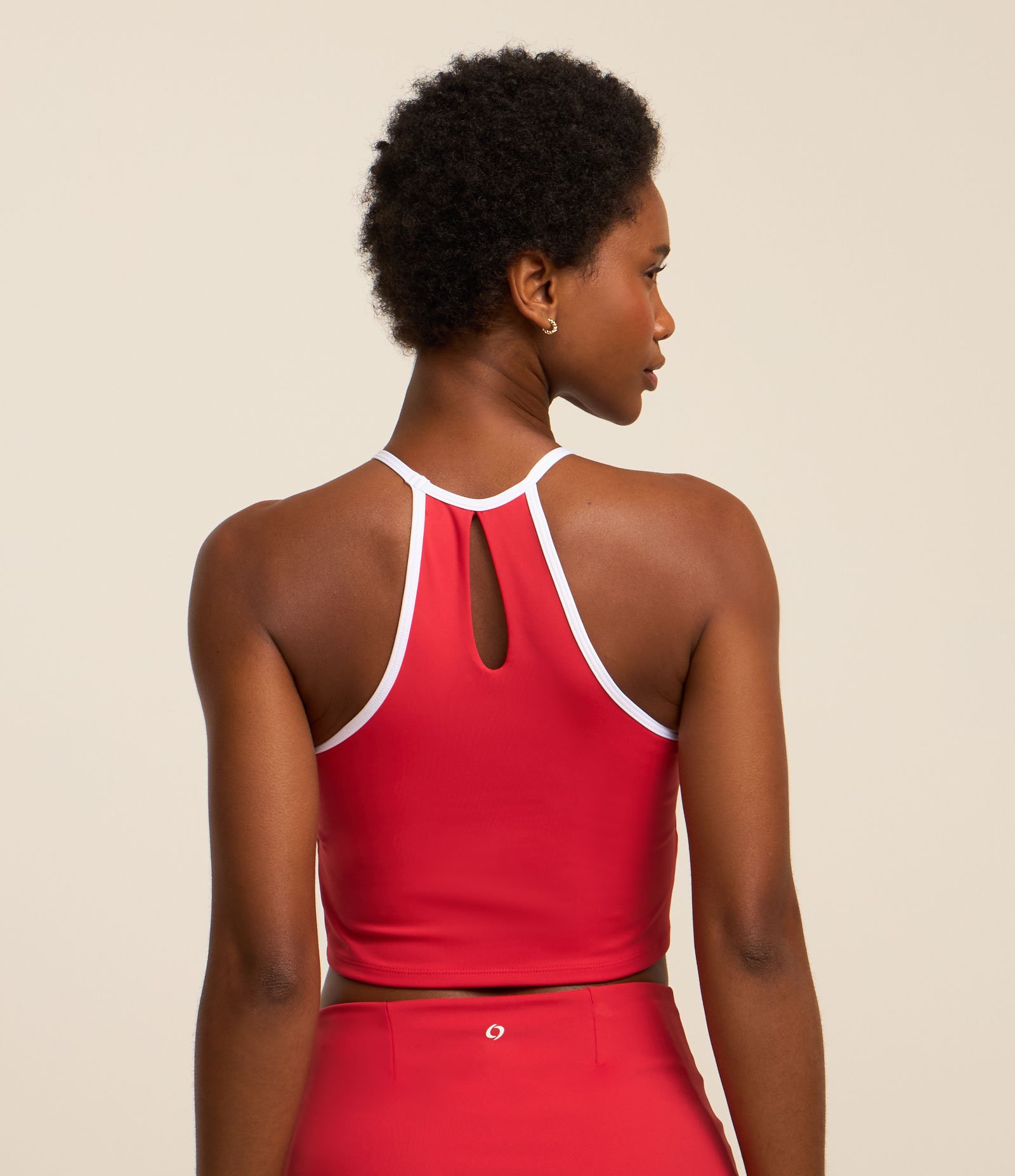 Top Esportivo Sem Bojo com Viés Contrastante e Abertura nas Costas Vermelho 3