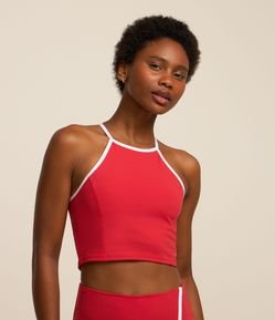 Top Esportivo Sem Bojo com Viés Contrastante e Abertura nas Costas