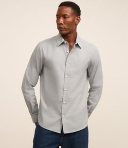 Camisa Regular Básica em Algodão com Fil a Fil