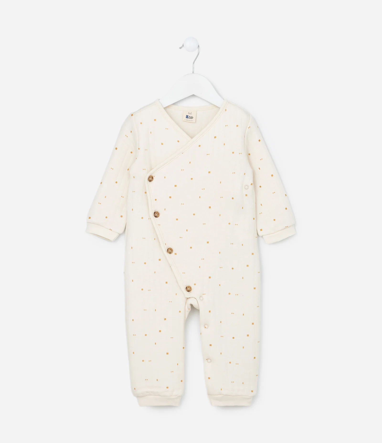 Macacão Infantil com Estampa Formas Geométricas - Tam RN a 18 meses Bege 1