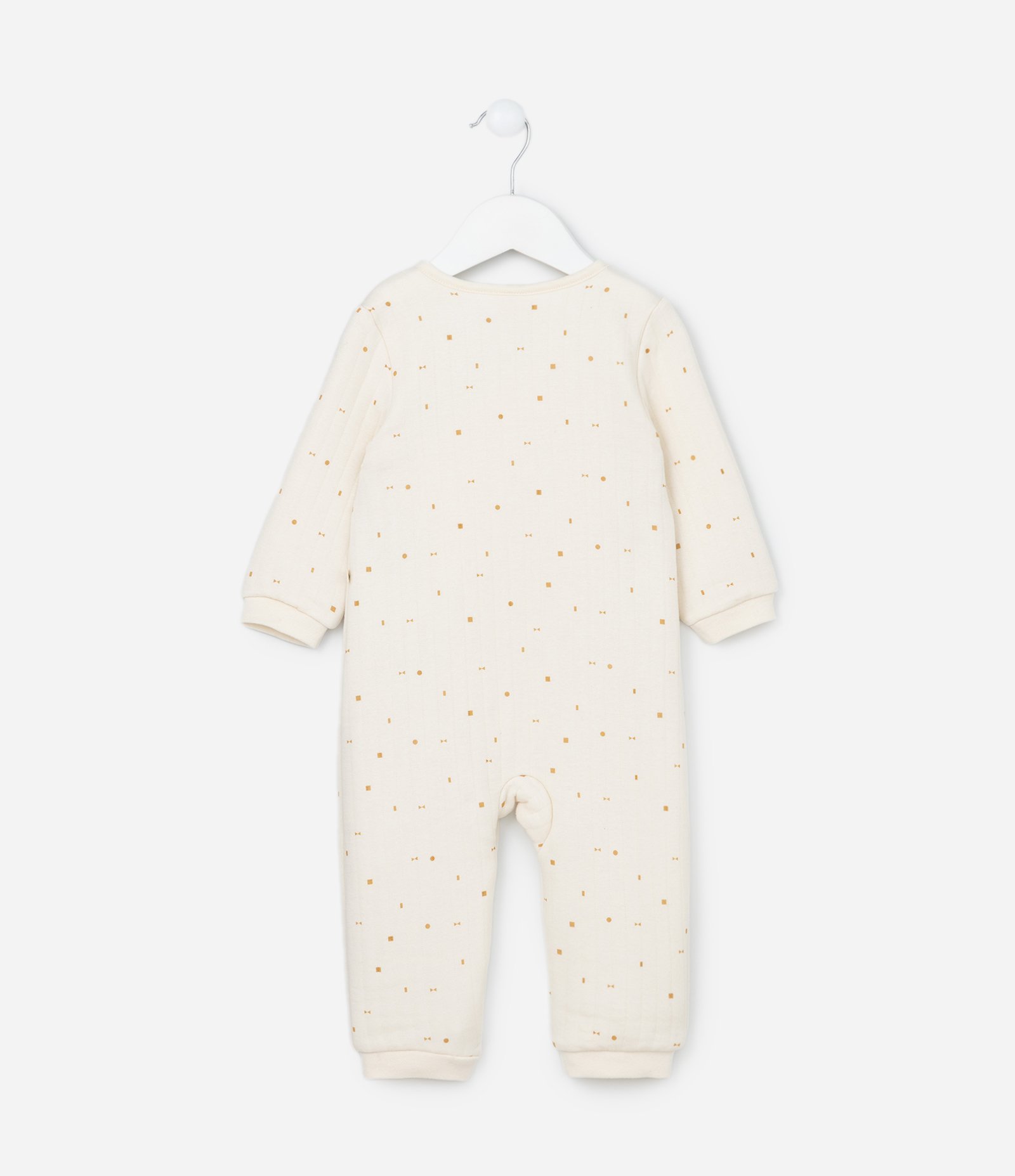 Macacão Infantil com Estampa Formas Geométricas - Tam RN a 18 meses Bege 3