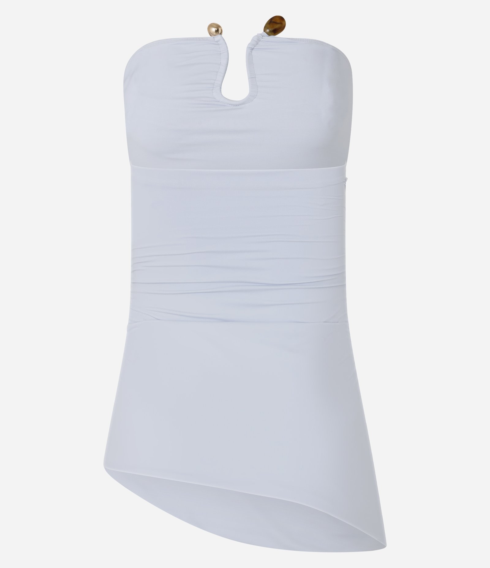 Blusa em Poliamida com Drapeado e Detalhe de Pedras no Decote Azul 9