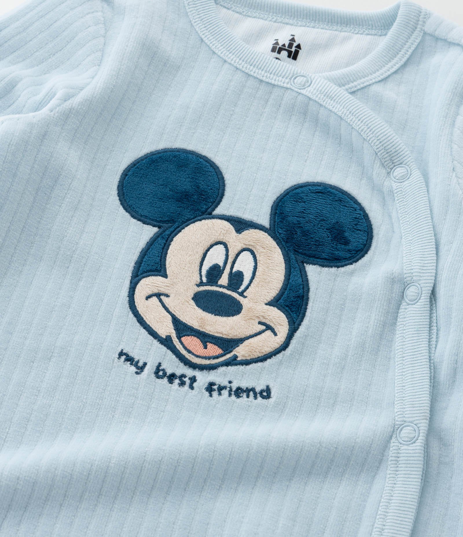 Macacão Infantil em Plush com Bordado Mickey - Tam 0 a 18 meses Azul 8