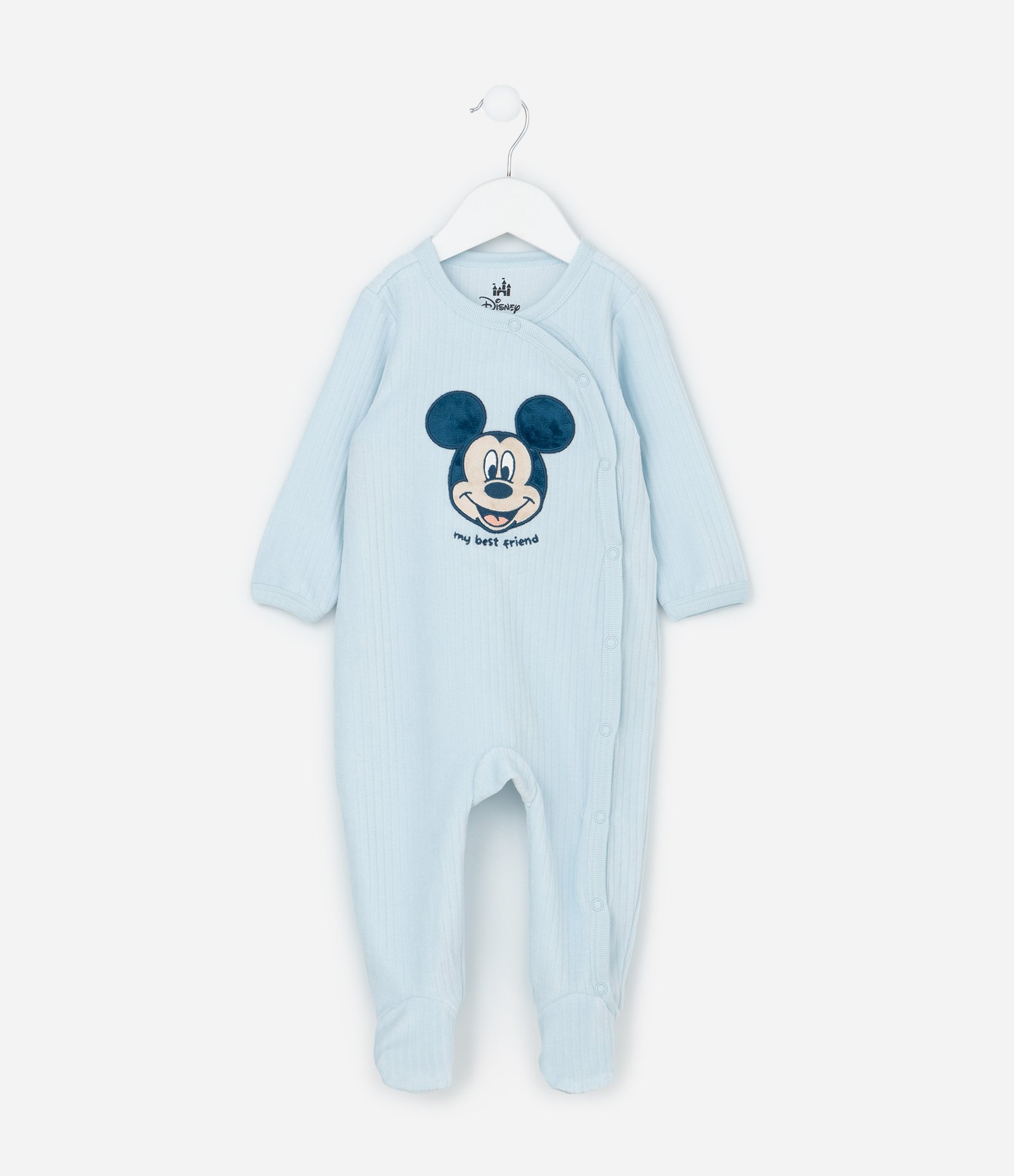 Macacão Infantil em Plush com Bordado Mickey - Tam 0 a 18 meses Azul 1