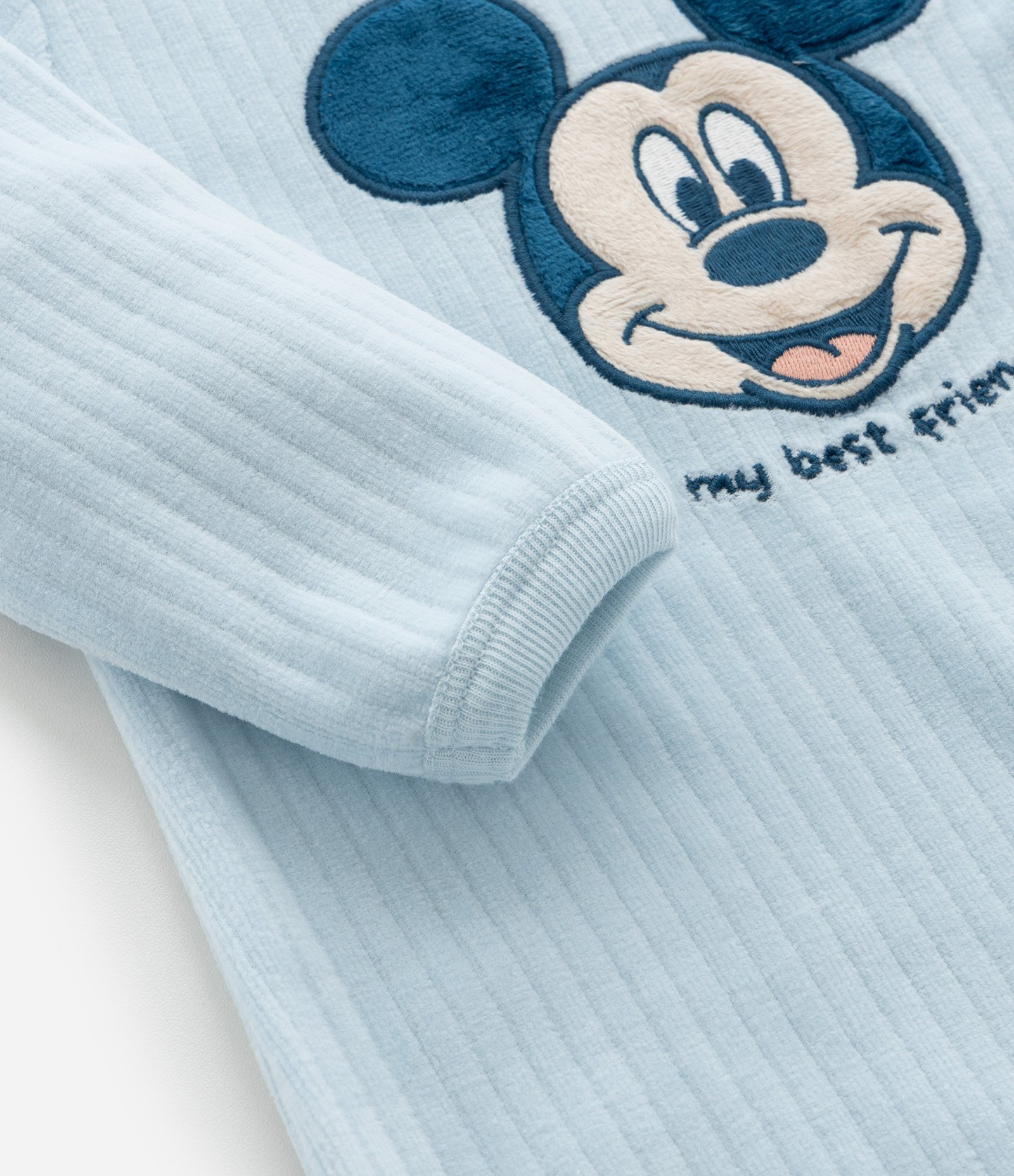 Macacão Infantil em Plush com Bordado Mickey - Tam 0 a 18 meses Azul 7
