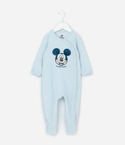Macacão Infantil em Plush com Bordado Mickey - Tam 0 a 18 meses