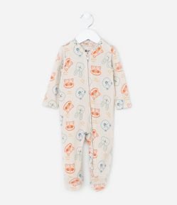 Macacão Infantil em Tricô com Estampa Bichinhos - Tam RN a 18 meses