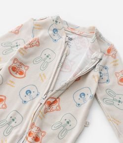 Macacão Infantil em Tricô com Estampa Bichinhos - Tam RN a 18 meses