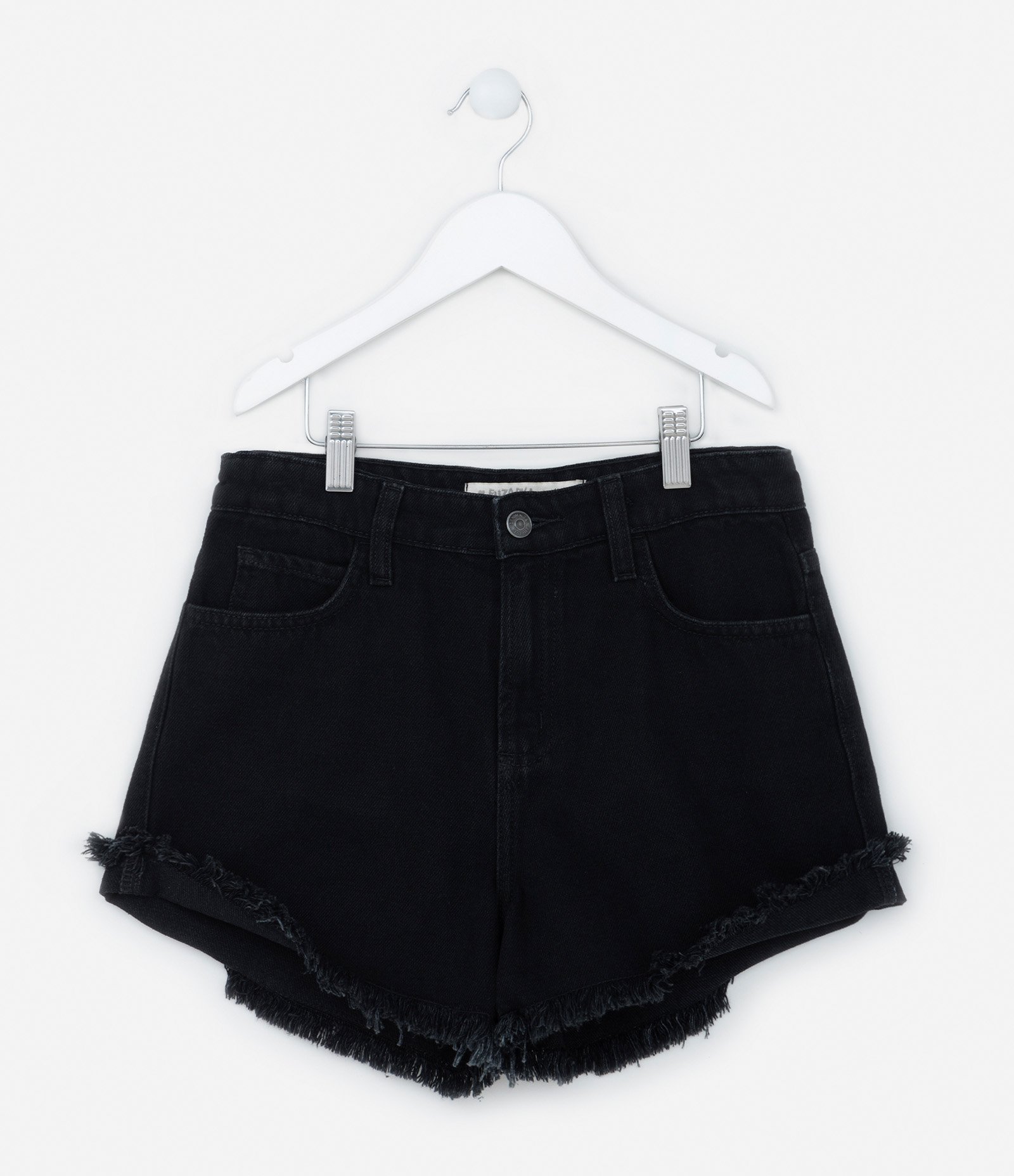 Short Infantil em Jeans com Barra Desfiada - Tam 5 a 14 Anos Preto 1