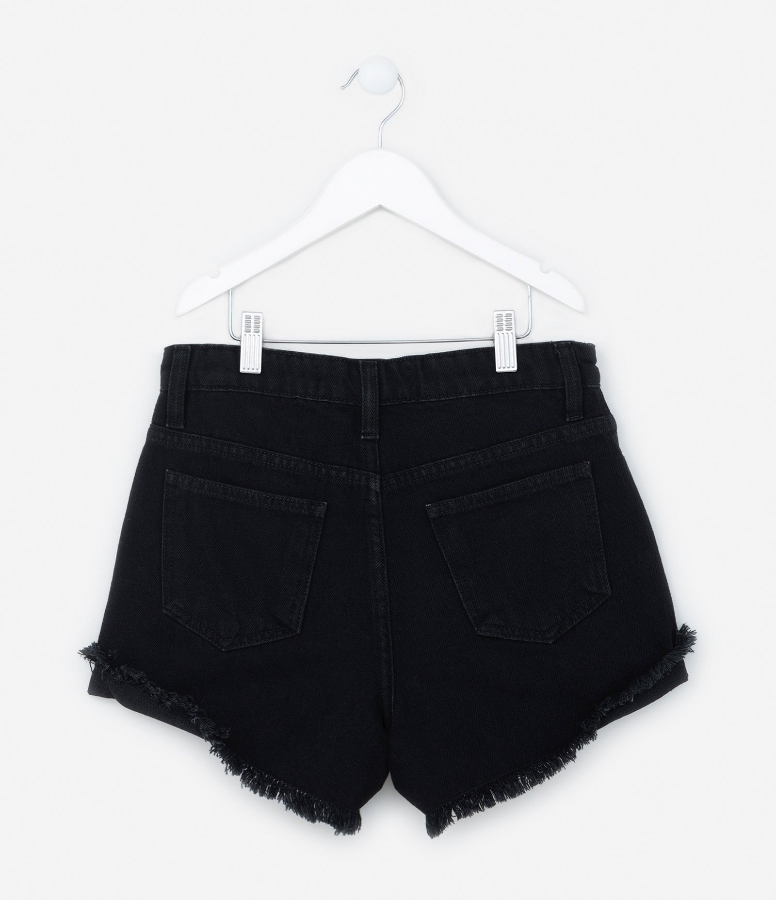 Short Infantil em Jeans com Barra Desfiada - Tam 5 a 14 Anos Preto 2