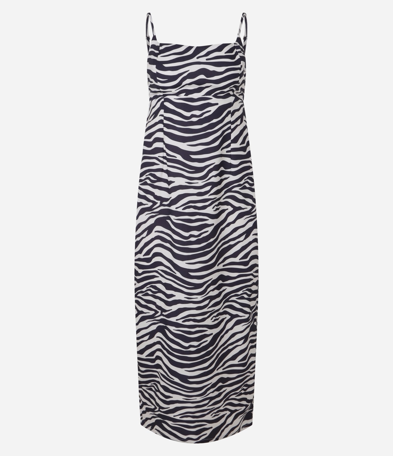 Vestido New Midi Acetinado com Estampa Zebra Preto/Branco 6