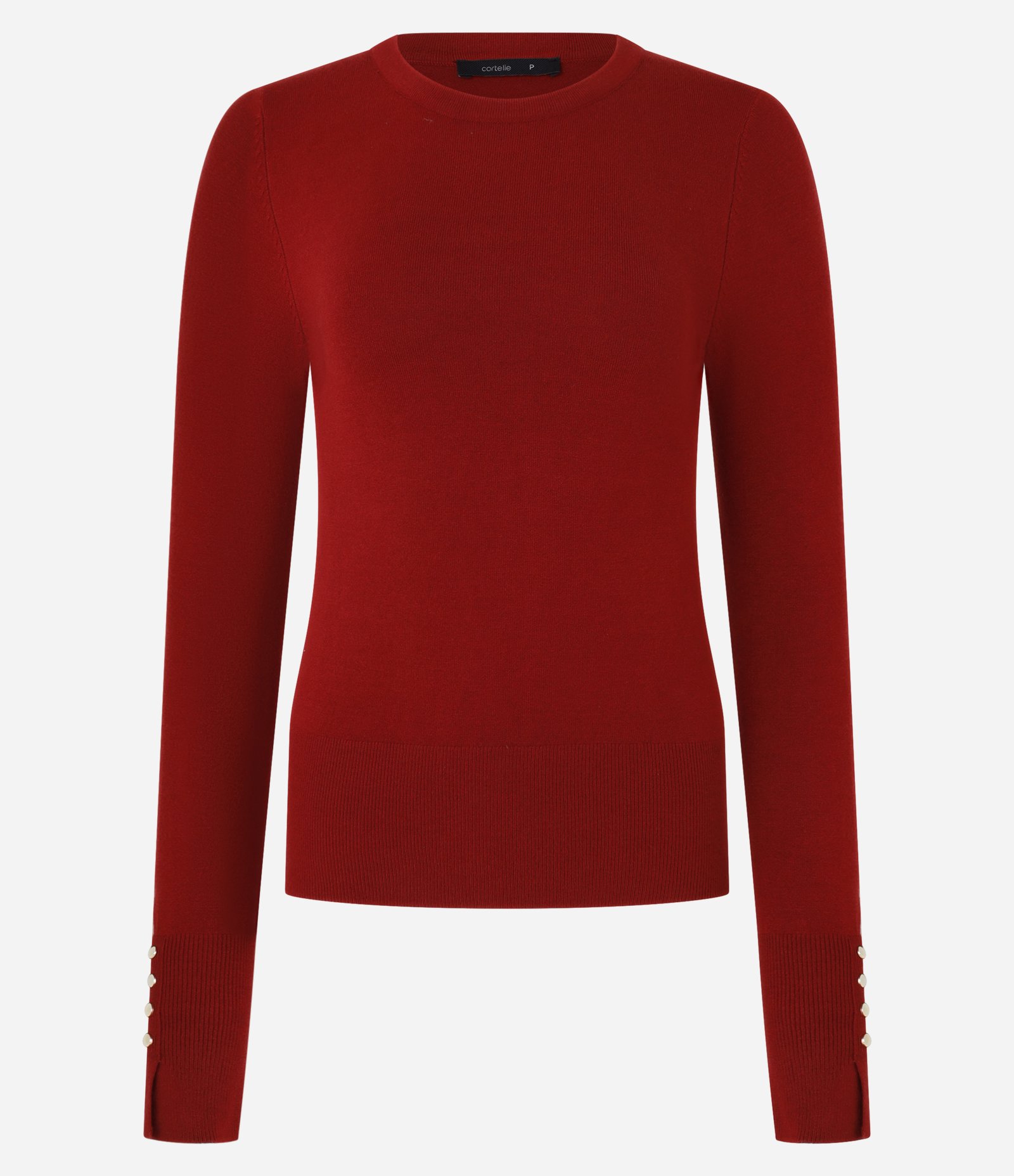 Suéter em Tricô com Botões no Punho Vermelho 5