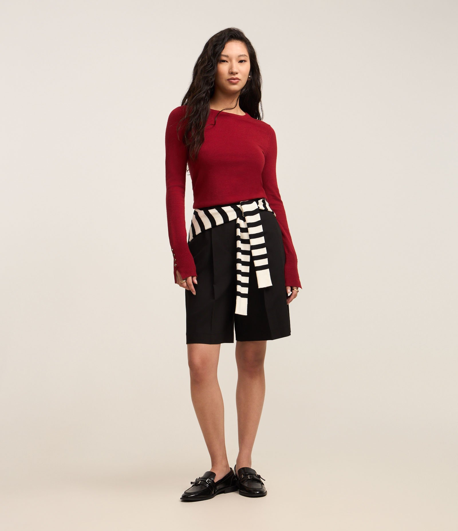 Suéter em Tricô com Botões no Punho Vermelho 2