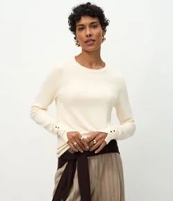 Suéter em Tricô com Botões no Punho