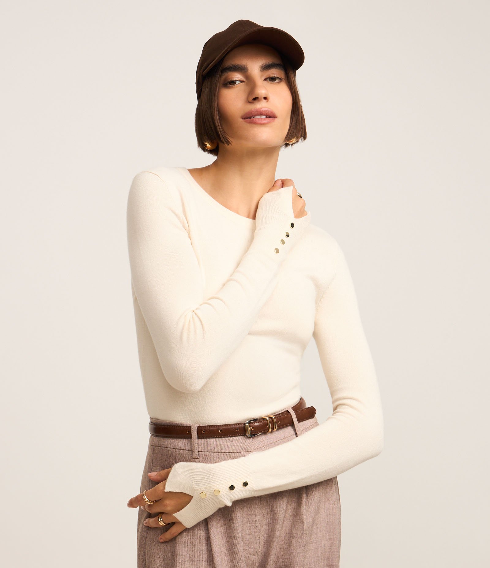 Suéter em Tricô com Botões no Punho Off White 1