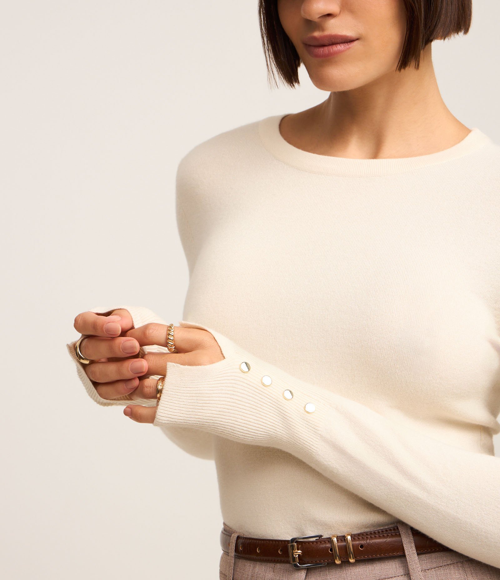 Suéter em Tricô com Botões no Punho Off White 3