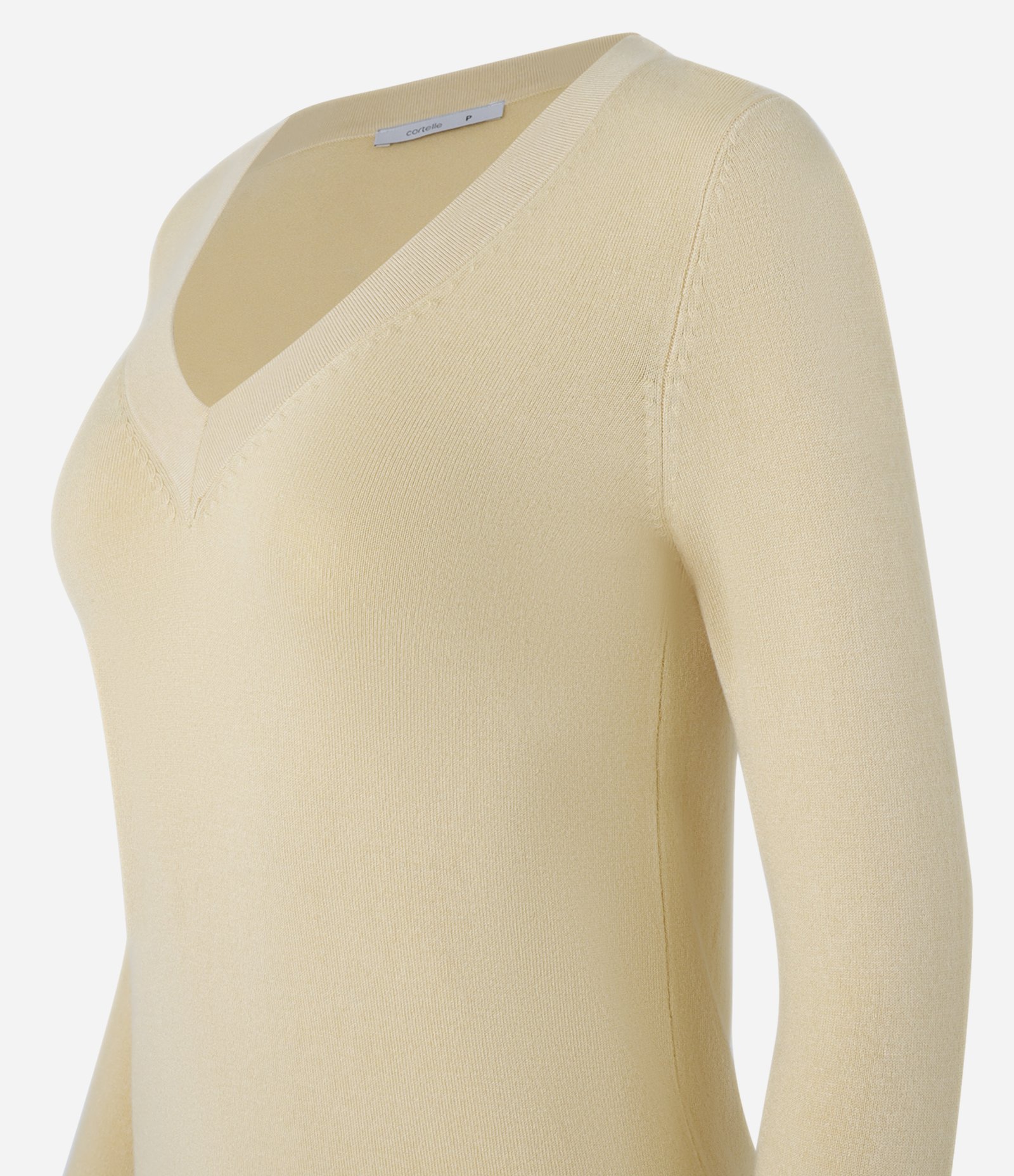 Suéter em Tricô com Decote V Amarelo 6
