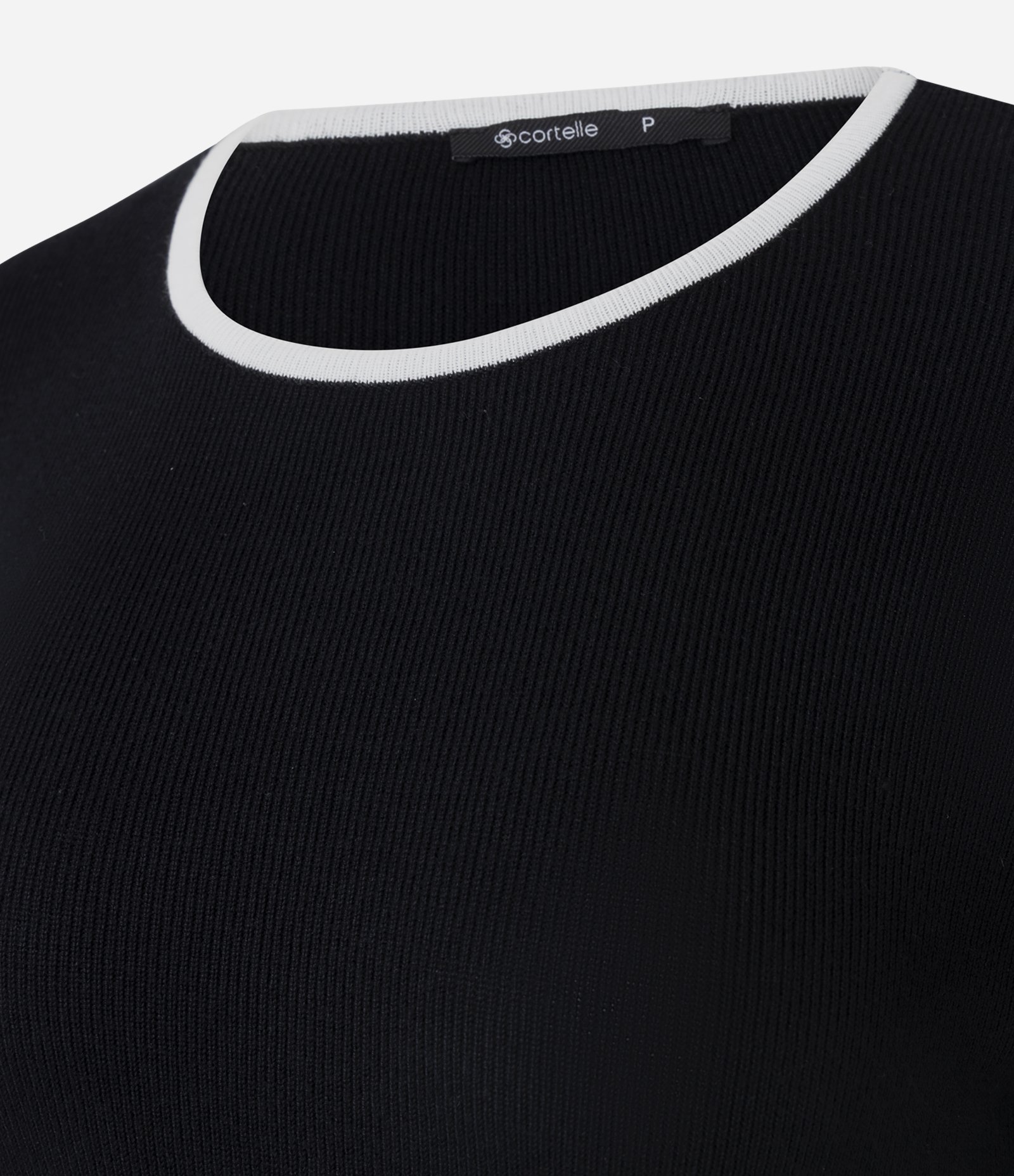 Suéter Regular em Tricô com Viés Contrastantes Preto 8