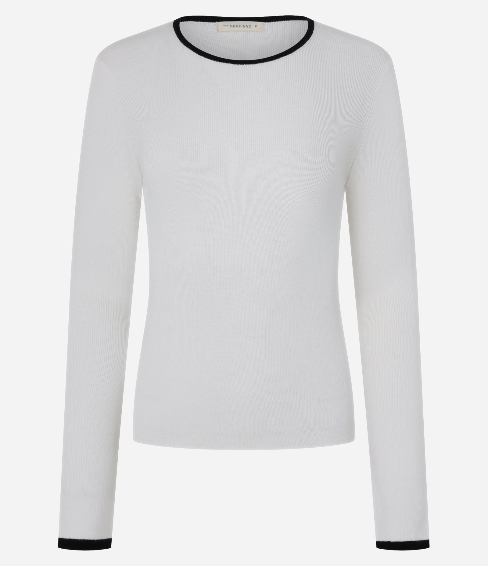Suéter Regular em Tricô com Viés Contrastantes Branco 5