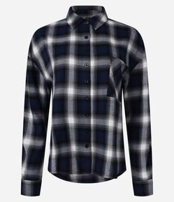 Camisa Oversized em Flanela Xadrez com Bolsinho