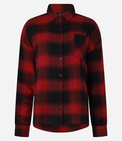 Camisa Oversized em Flanela Xadrez com Bolsinho
