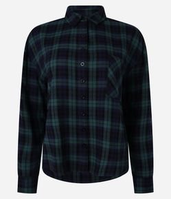 Camisa Oversized em Flanela Xadrez com Bolsinho