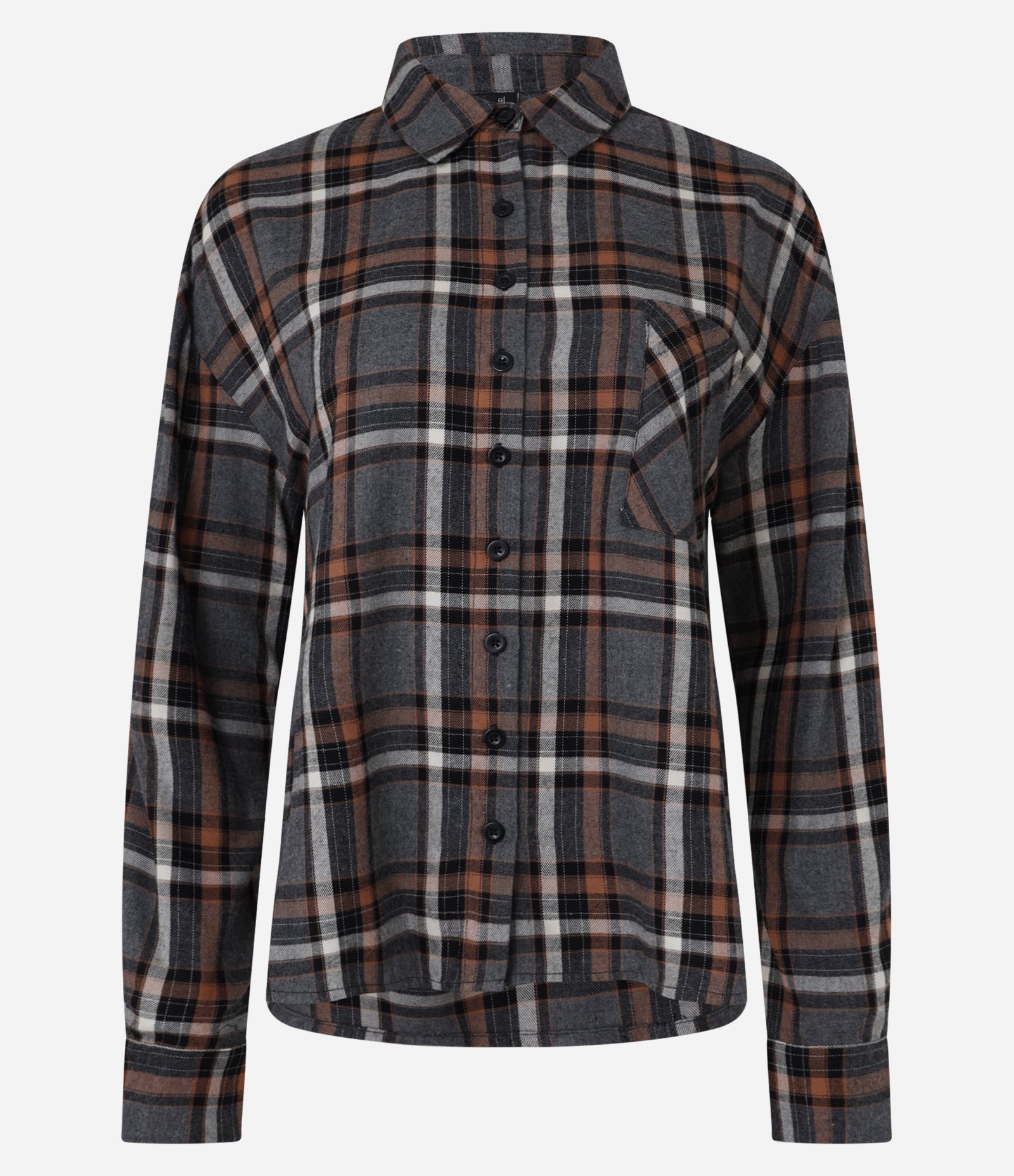Camisa Oversized em Flanela Xadrez com Bolsinho Cinza 4