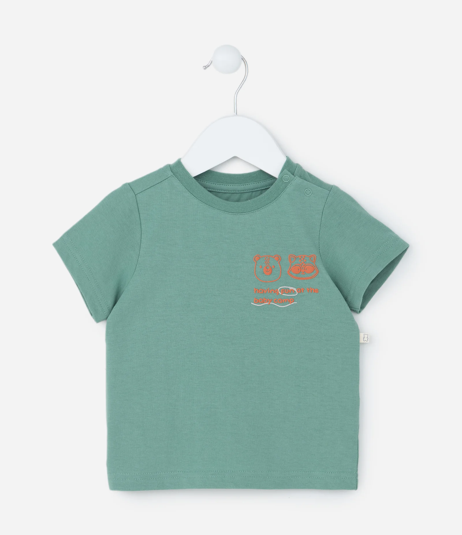 Conjunto Infantil em Algodão Estampa Cara de Bichinhos - Tam 0 a 18 meses Verde/Bege 2