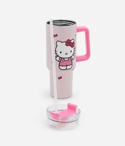 Copo Térmico com Canudo e Estampa Hello Kitty 1,2L