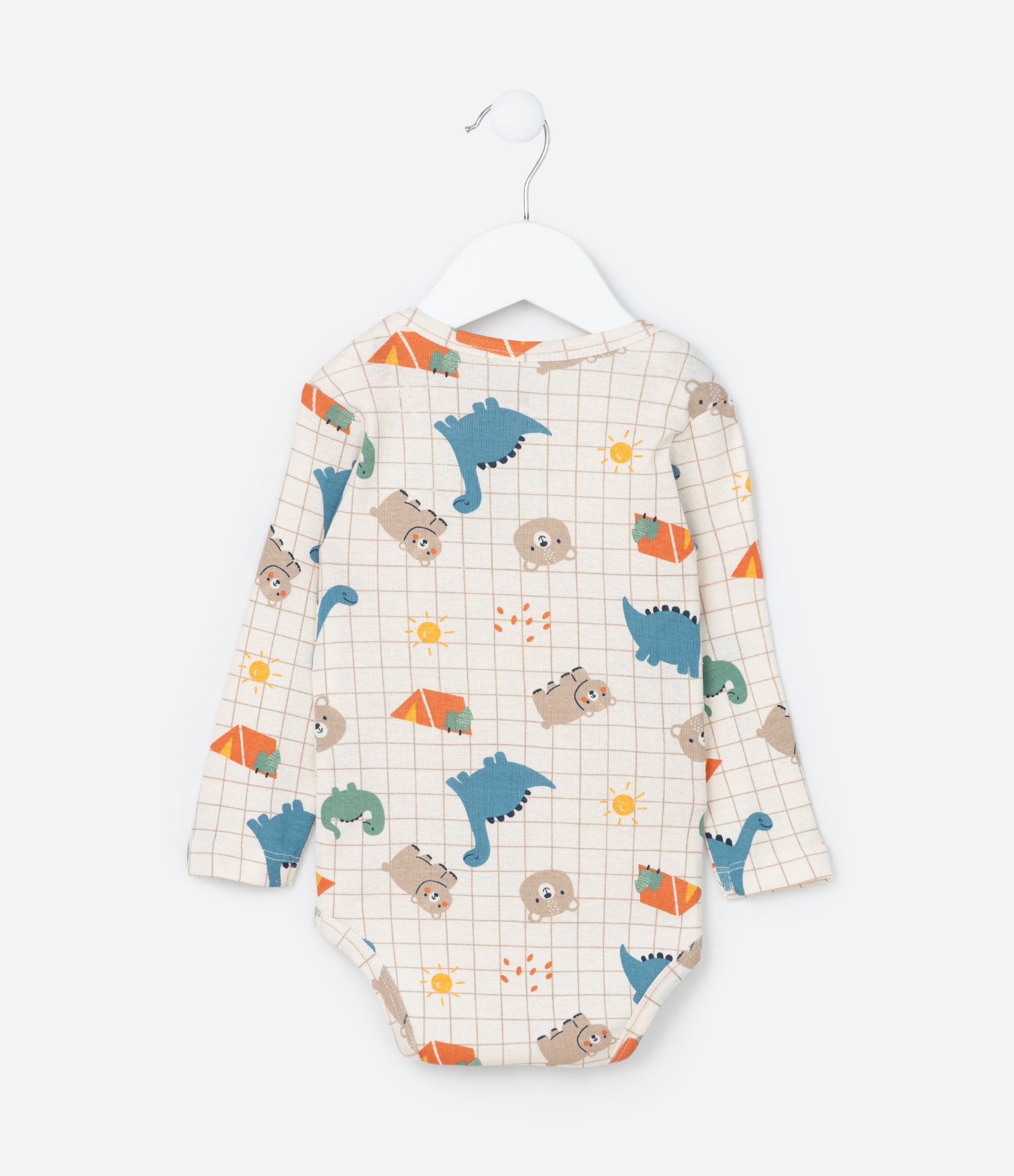 Body Infantil com Estampa Bichinhos e Dinos - Tam 0 a 18 meses Bege 2