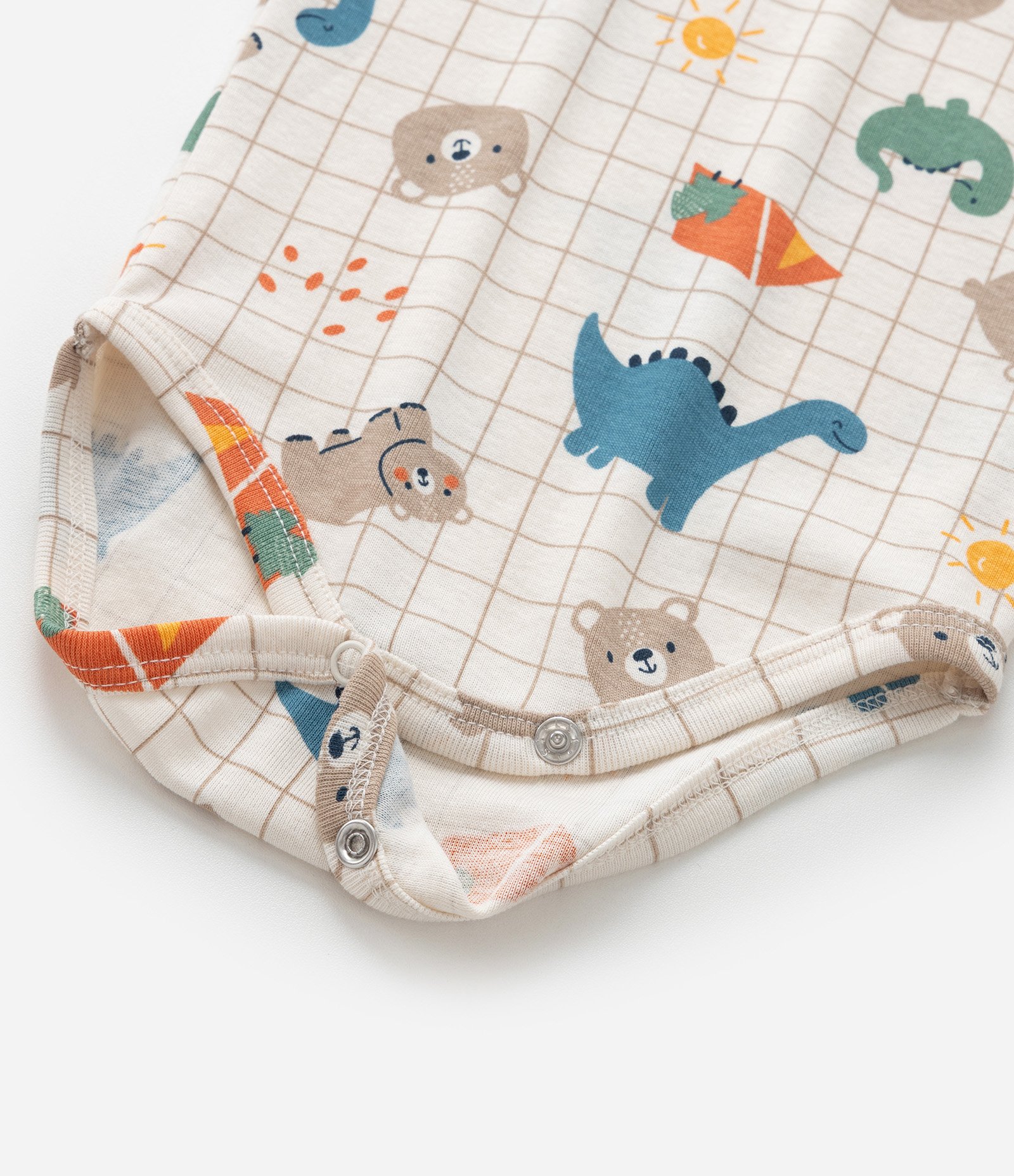 Body Infantil com Estampa Bichinhos e Dinos - Tam 0 a 18 meses Bege 5