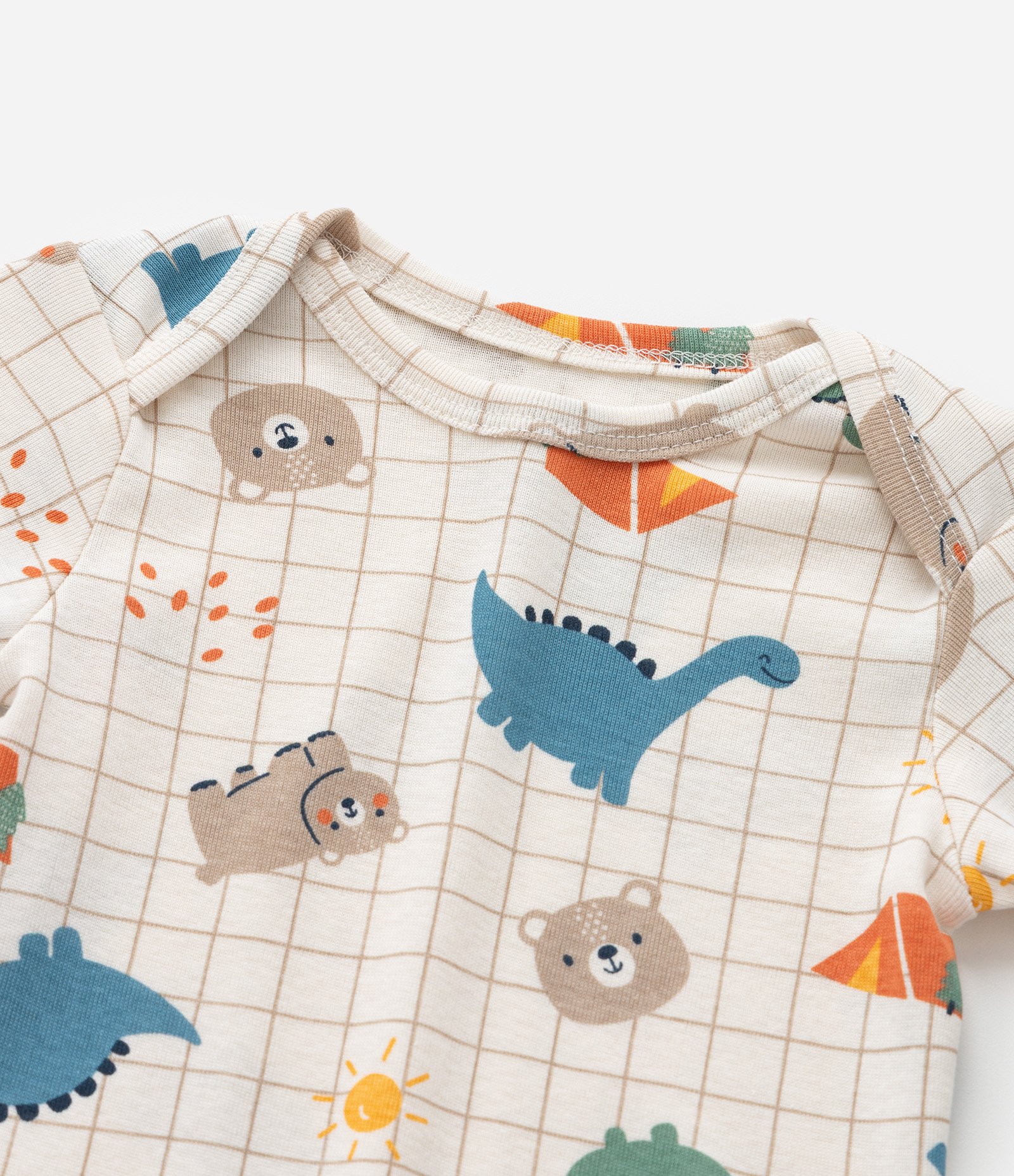 Body Infantil com Estampa Bichinhos e Dinos - Tam 0 a 18 meses Bege 6