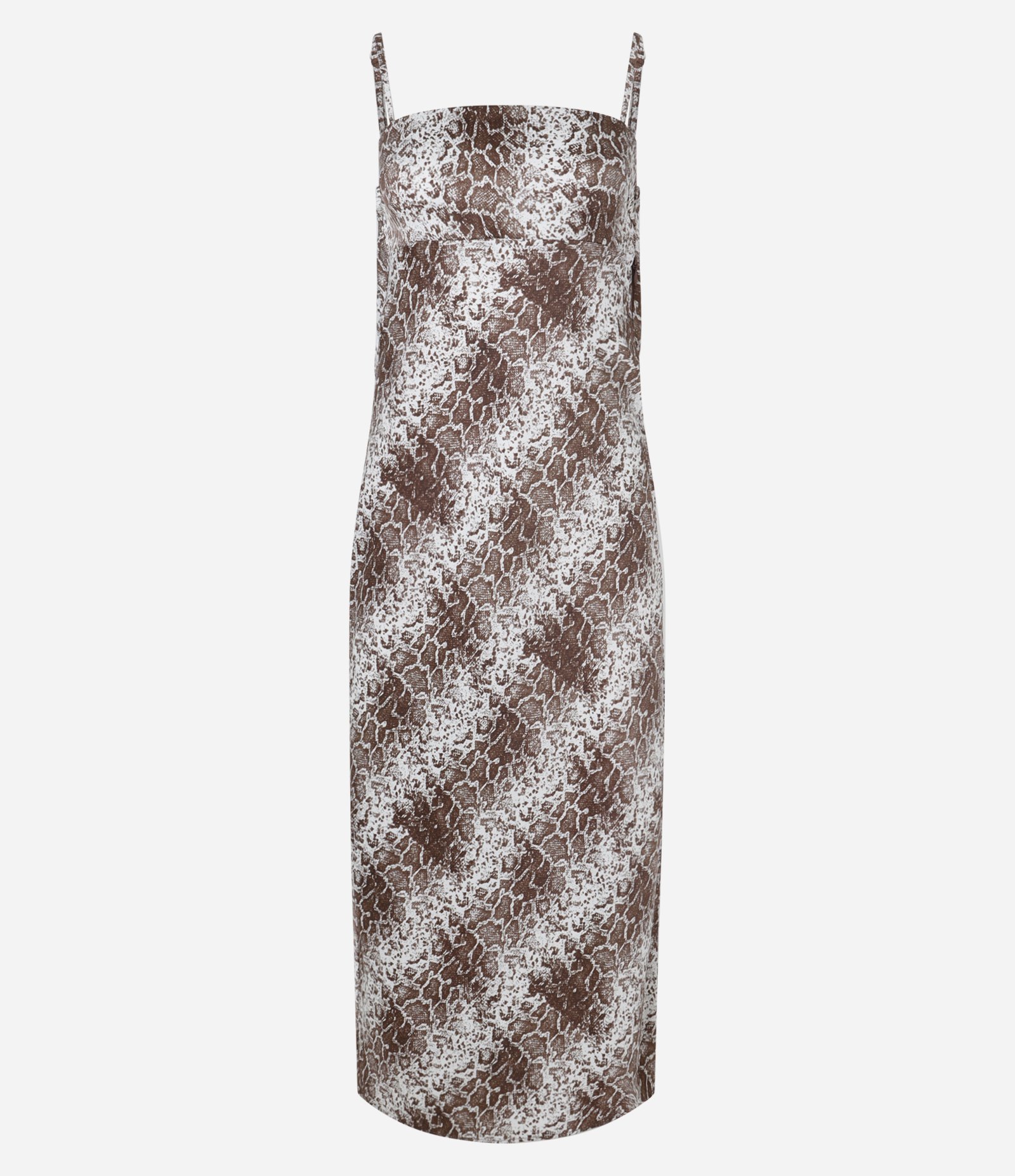 Vestido New Midi em Cetim com Estampa Animal Print Cobra Marrom 5
