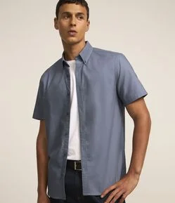 Camisa Comfort em Oxrford Gola com Lapela