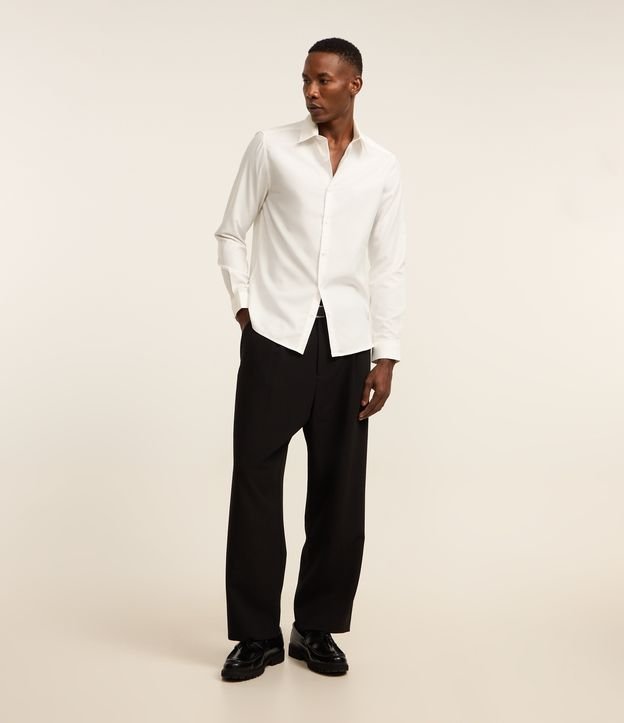 Camisa Gola com Lapela e Manga Longa