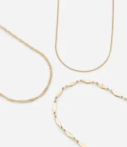 Colar 3 Camadas em Metal com Diferentes Correntes