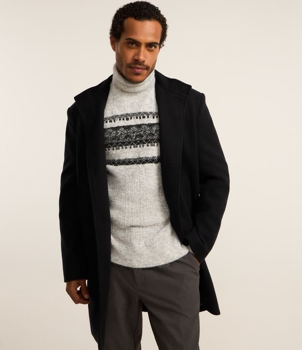 Casaco Alongado com Textura e Forro Removível