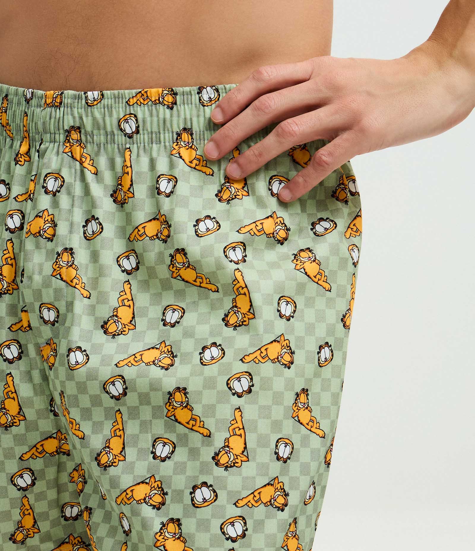 Cueca Samba Canção em Tricoline com Estampa do Garfield Cinza 3