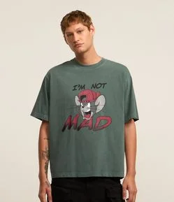 Camiseta Boxy em Algodão Estonado com Estampa Tom & Jerry