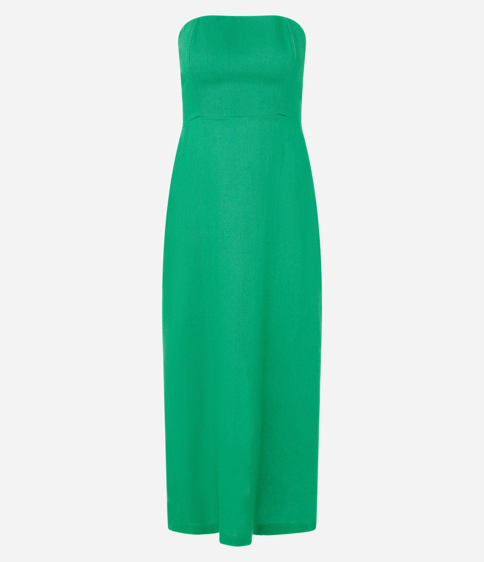 Vestido New Midi em Viscose e Linho com Lastex Verde 5