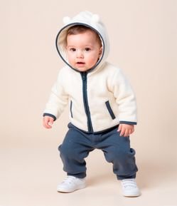 Conjunto Infantil em Fleece com Bordado Leãozinho - Tam 0 a 18 meses