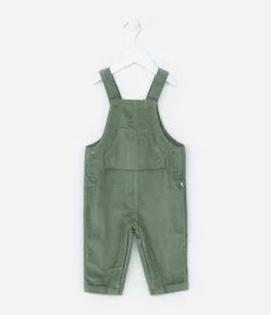 Jardineira Infantil em Veludo Cotelê com Bolsinho Canguru - Tam 0 a 18 meses