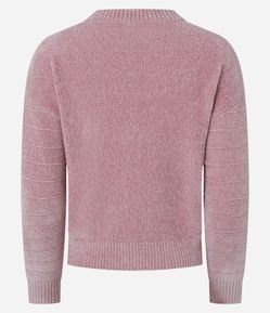 Cardigan Curto em Chenille com Listras